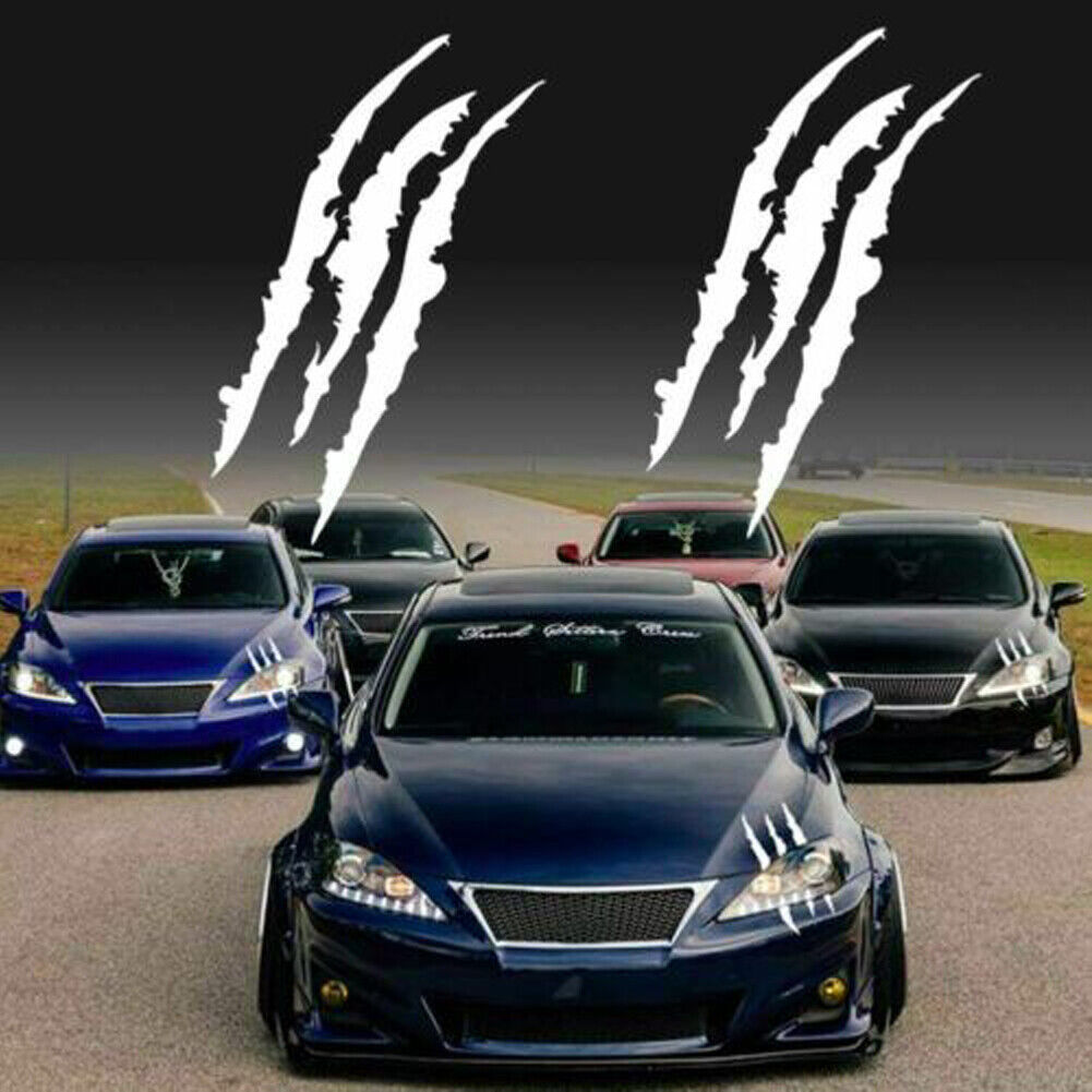 US 2-4Pc Monster Claw Mark Scratch Car Headlight Sticker Stripe Reflective Decal
