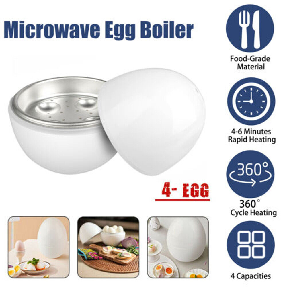 US 2-4Pc Wireless Microwave Hardboiled Egg Maker Shell Steamer Kitchen Cook Tool