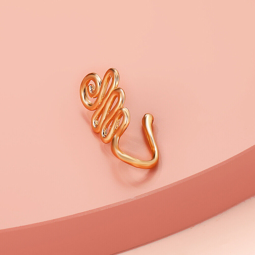 US 2 Pcs Star Heart Crown Nose Ring Copper Durable Fake Non-Pierced Nose Clip