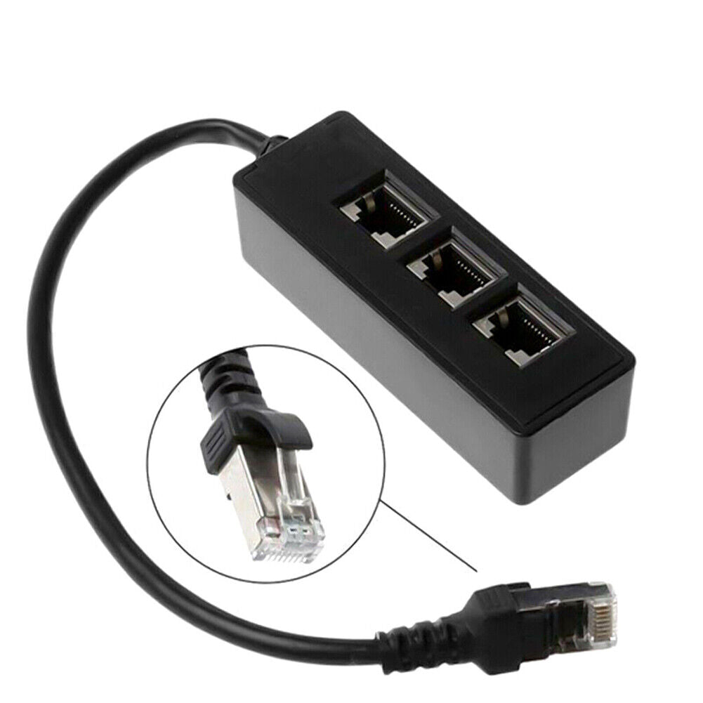 US 1-2 Pack RJ45 Cable Splitter Ethernet Adapter 1 To 3 Port LAN Network Plug