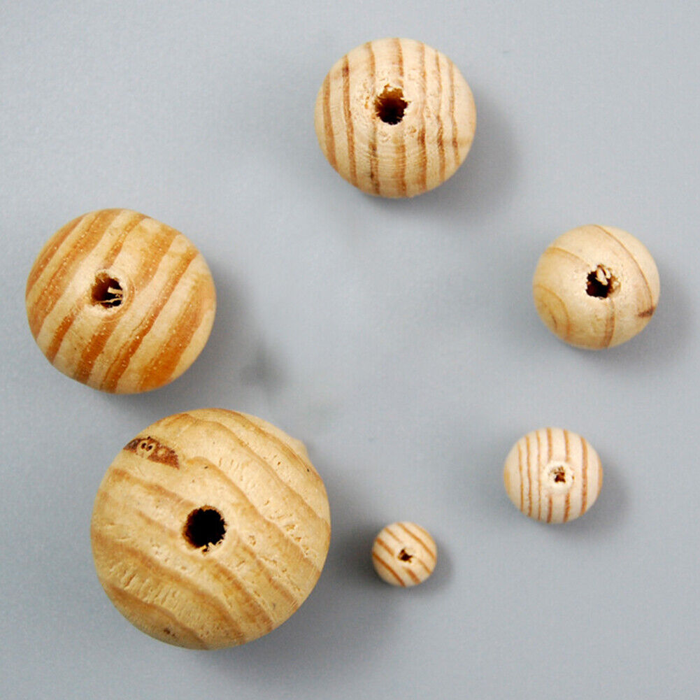 US 1000-2000 Pc Natural Wooden Beads, 8mm Round Polished Loose Beads for DIY