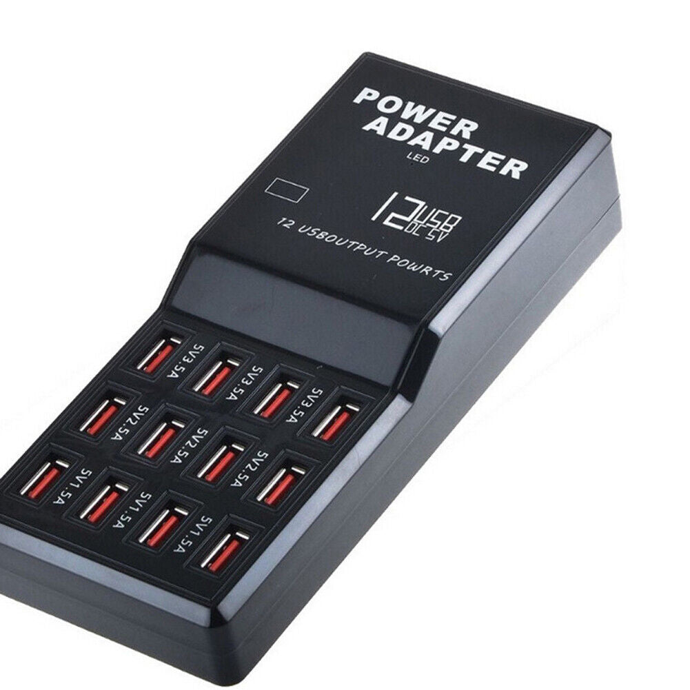 US Multi 12 Port USB Charging Station Hub Desktop Wall Phone Charger Organizer