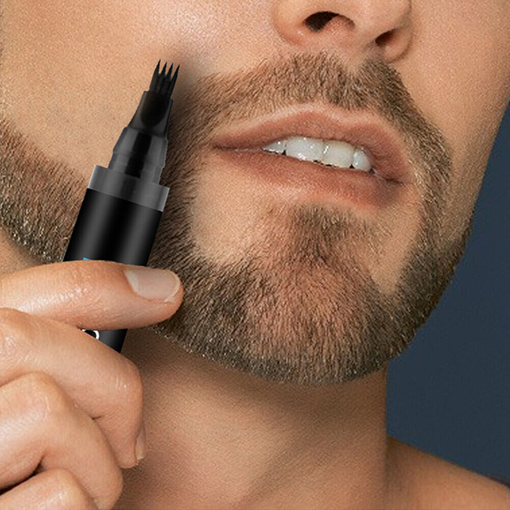 2Pc Waterproof Beard Pencil Filler Hair Grower Long Last Moustache Eyebrow Brush