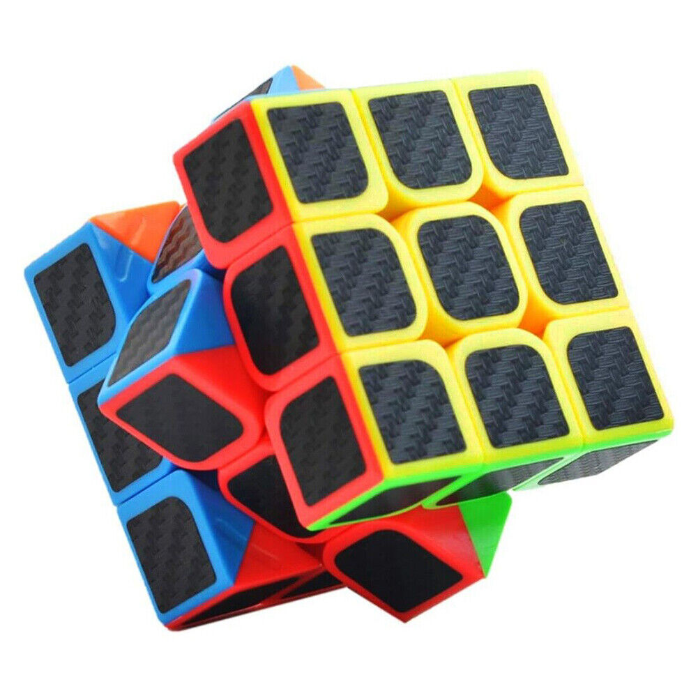 US 1-2 Pc Full Sized Speed Cube Carbon Fiber 3x3 Rubix Magic Puzzle Twist Toy