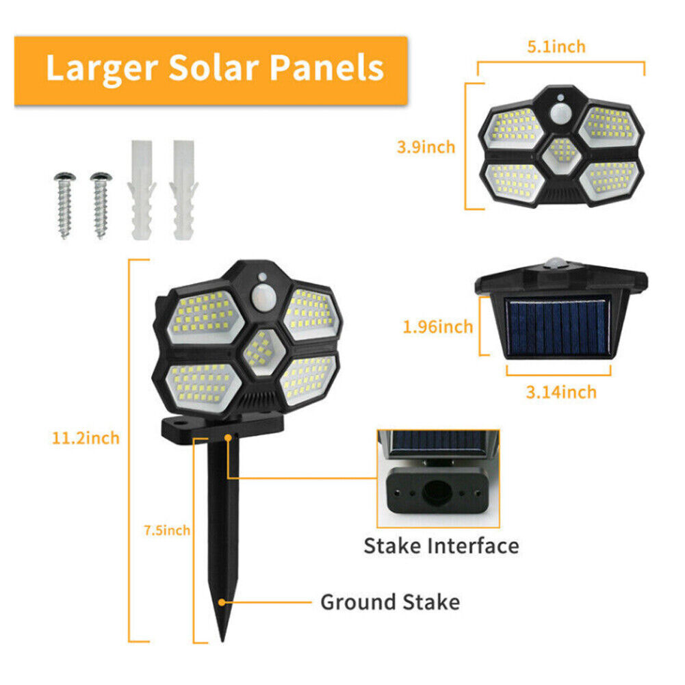 US 1-2 Pcs Solar Panel Spot Light Outdoor Waterproof Garden Landscape Spotlights