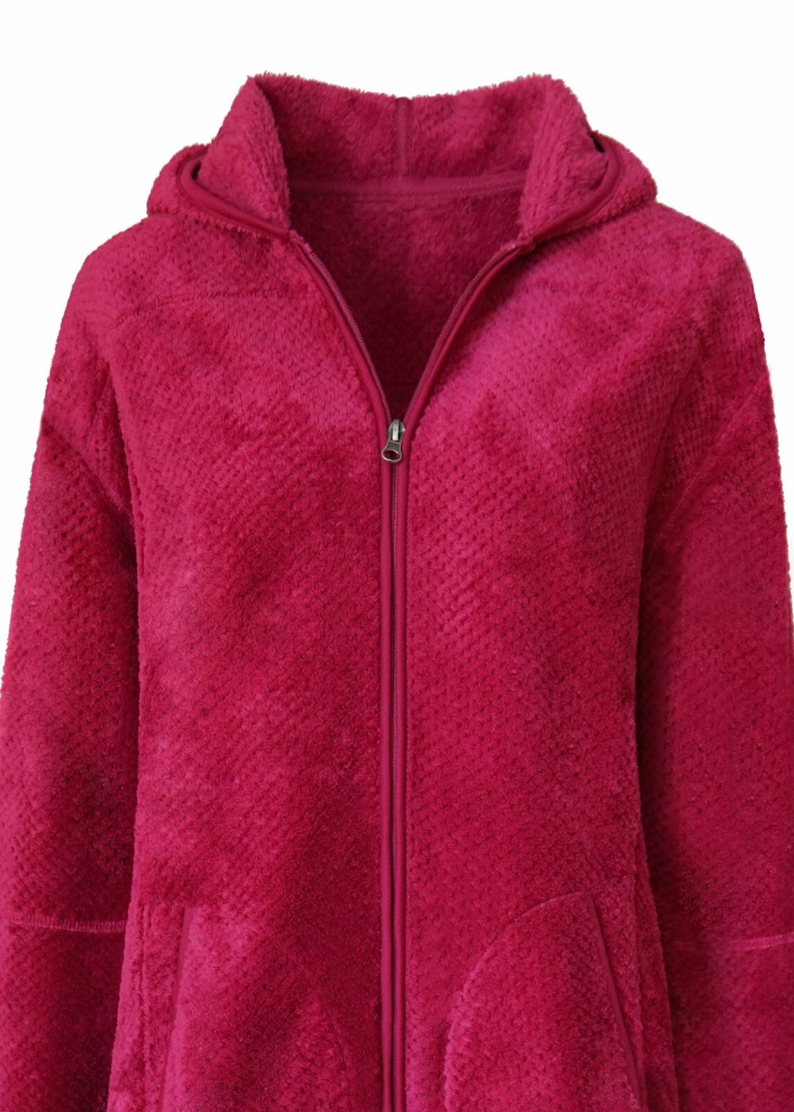 Women's Spring Autumn Jacquard Coral Fleece Tops Zip Hooded Jacket Sportswear