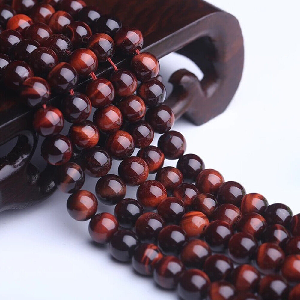 US 6/8/10mm Natural Stone Dark Red Jasper Round Beads Jewelry Making DIY Spacer