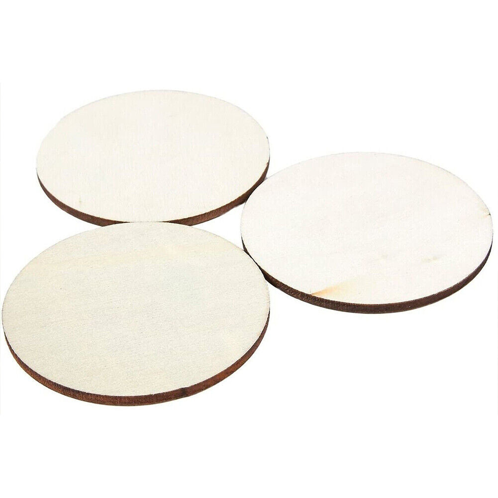 US 50-100 Pack Unfinished Wooden Circle Coaster Wood Round Cutout DIY Crafts 2"