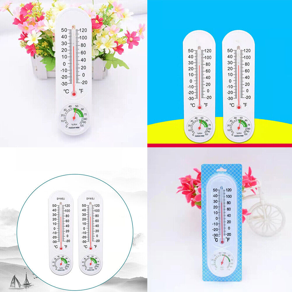 US 1-2 Pack Vertical Thermometer Hygrometer Indoor Outdoor Thermometer Wireless