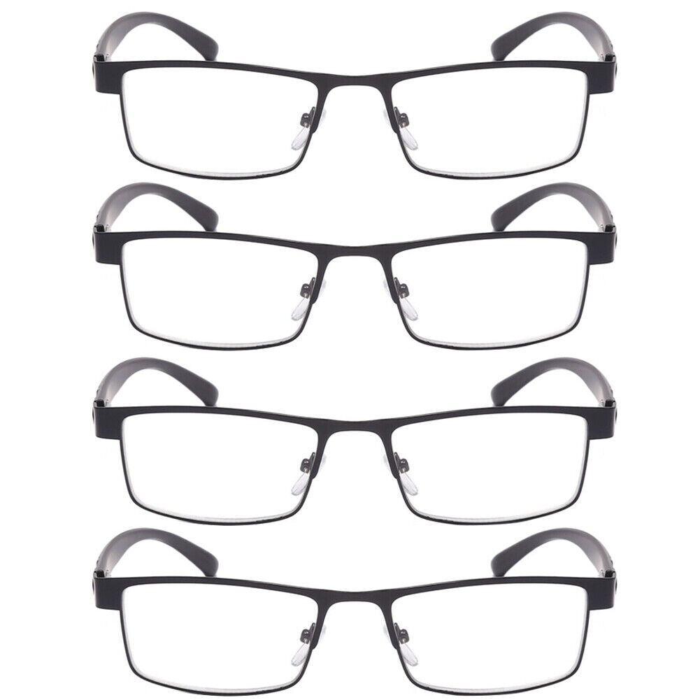 US Men Classic Style Square Metal Frame Reading Glasses Spring Hinge Readers