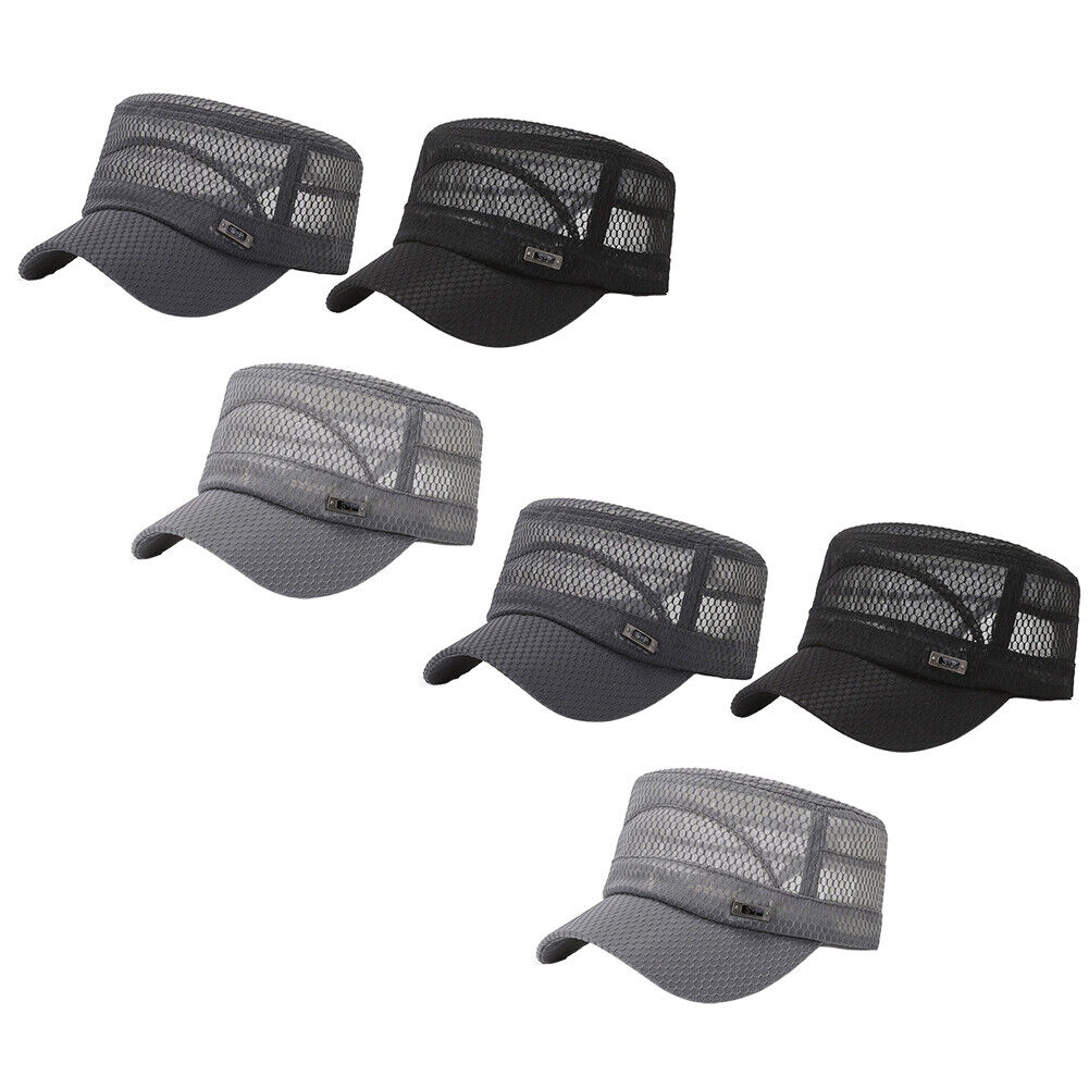 US 3-6 Pack Summer Men's Mesh Flat Cap Army Hat Cadet Castro Military Patrol Bas
