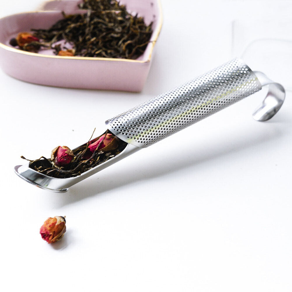 US 2-4 Tea Diffuser Stick Strainer Infuser Pipe with Hook Handle Stainless Steel