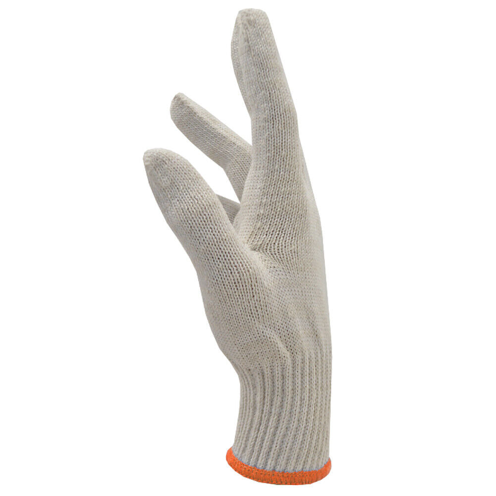 US 24-48 Pairs NATURAL WHITE STRING KNIT POLY COTTON WORK GLOVES Ultralight