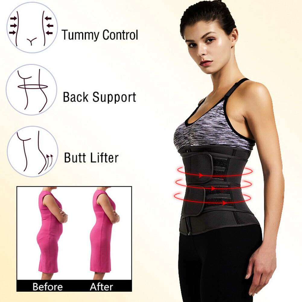 US 2 Pack Waist Trainer Body Training Shaper Sweat Tummy Control Secure Girdle