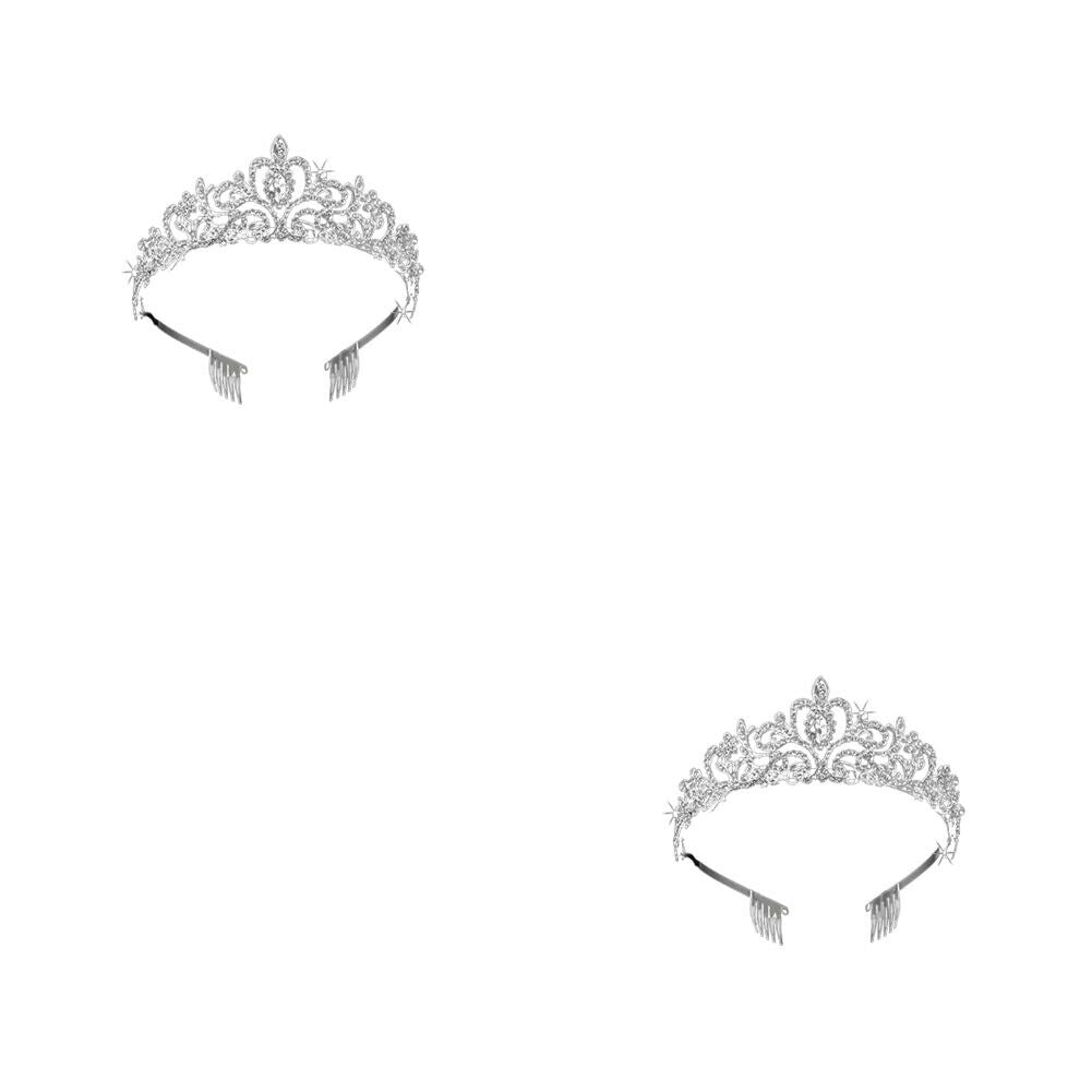 US 1-2 Silver Crystal Tiara Crown Wedding Bridal Princess Rhinestone Hair w/Comb