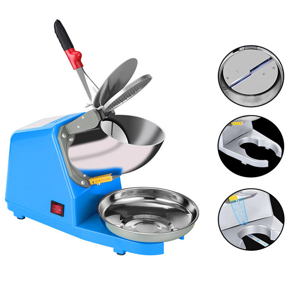 US Snow Cone Maker Commercial Smoothie Electric Crusher Double Knife Ice Shaver