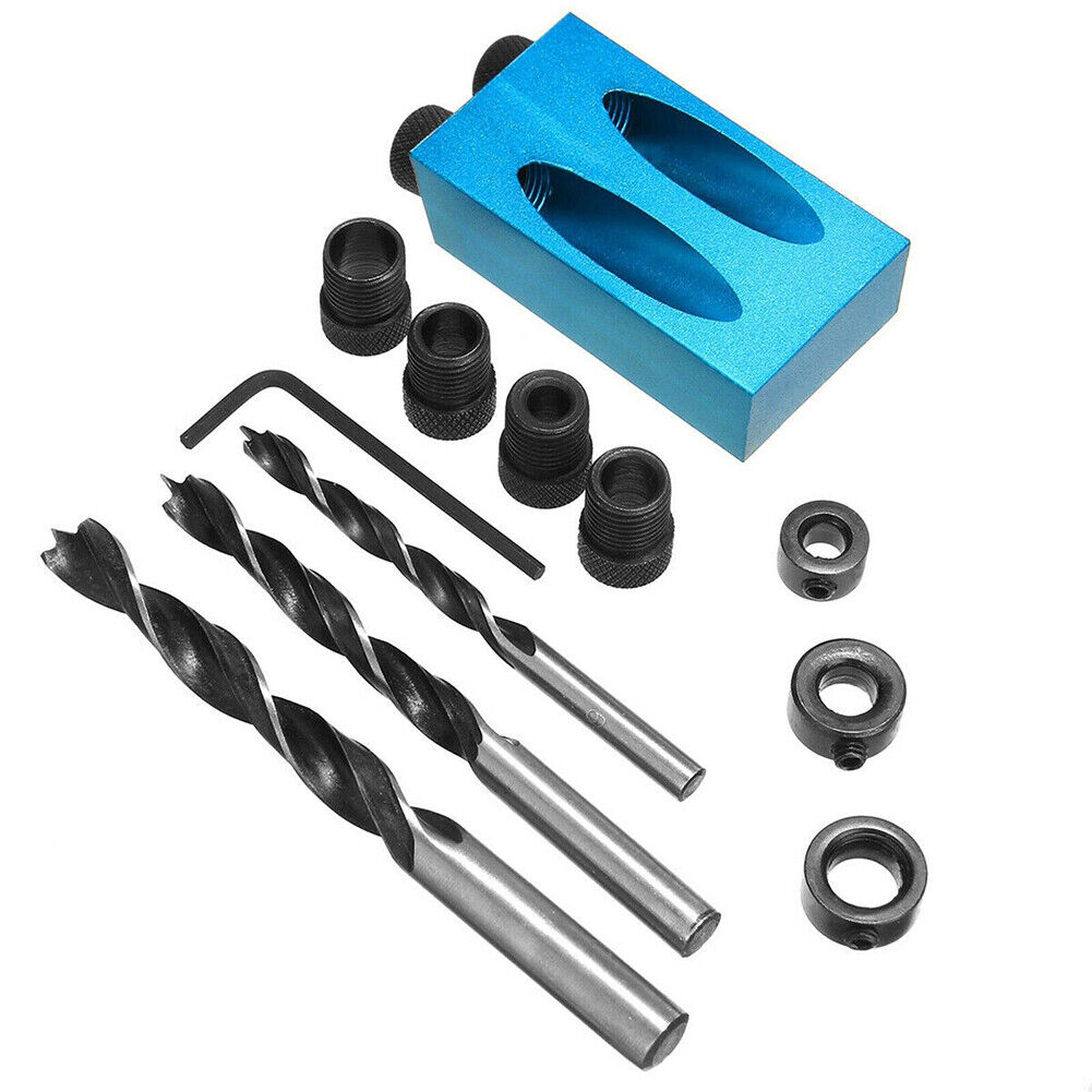US 1-2 Set of 14 Pc Hole Jig Dowel Woodwork Guides Joint Angle Carpentry Locator