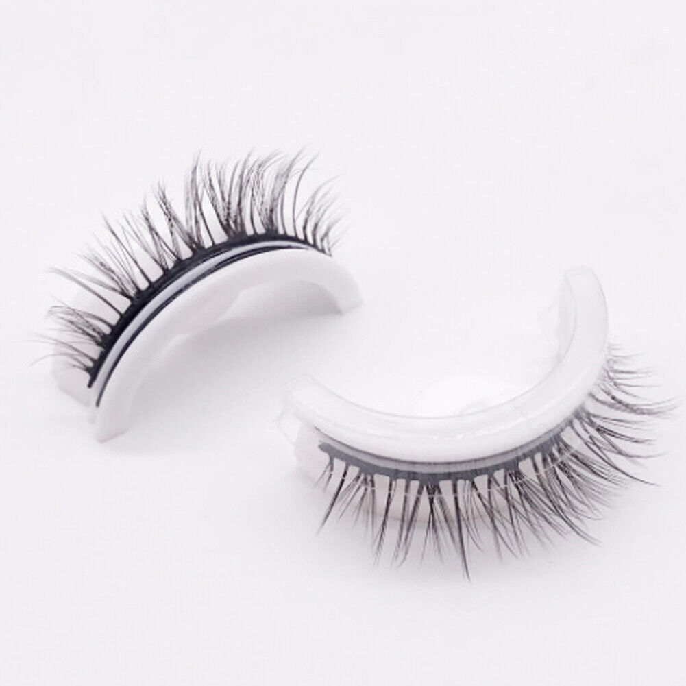 US 2-4 Pc Reusable 100% Real Mink 3D False Eyelashes Self Adhesive Nature Long