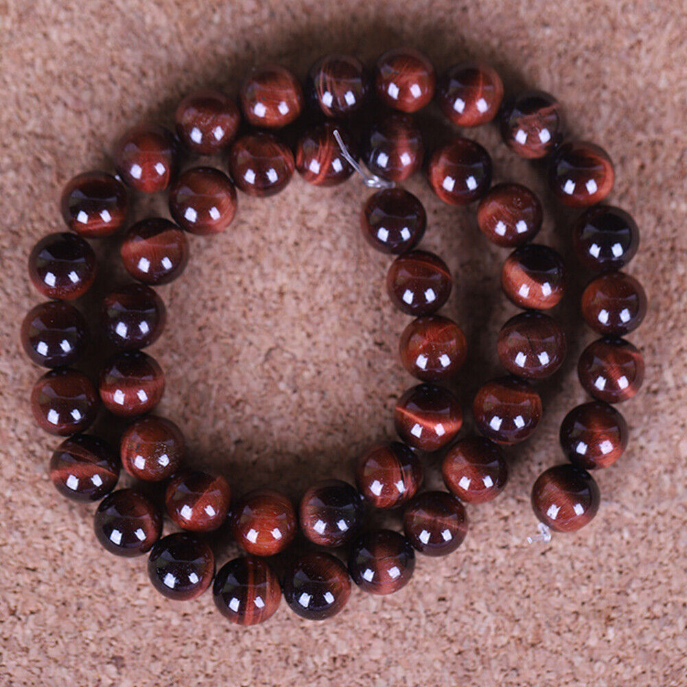 US 6/8/10mm Natural Stone Dark Red Jasper Round Beads Jewelry Making DIY Spacer