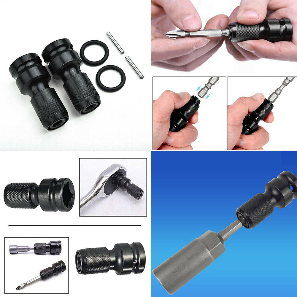 US 2-4 Pcs  1/2" Drive To 1/4" Socket Adapter Hex Drill Chuck Change