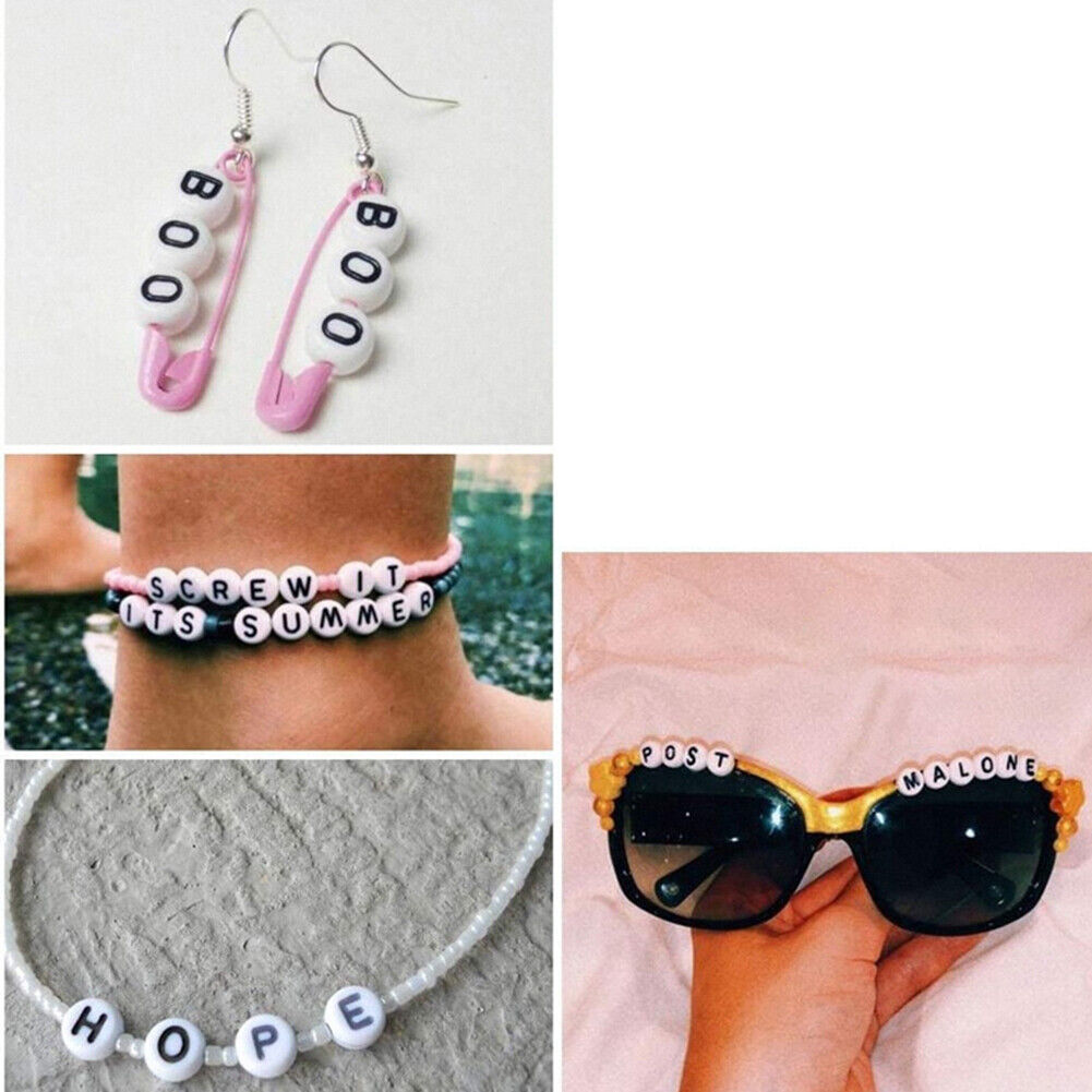 US 1000-2000 Pc Flat Round Acrylic Alphabet Letter Beads For DIY Jewelry Making