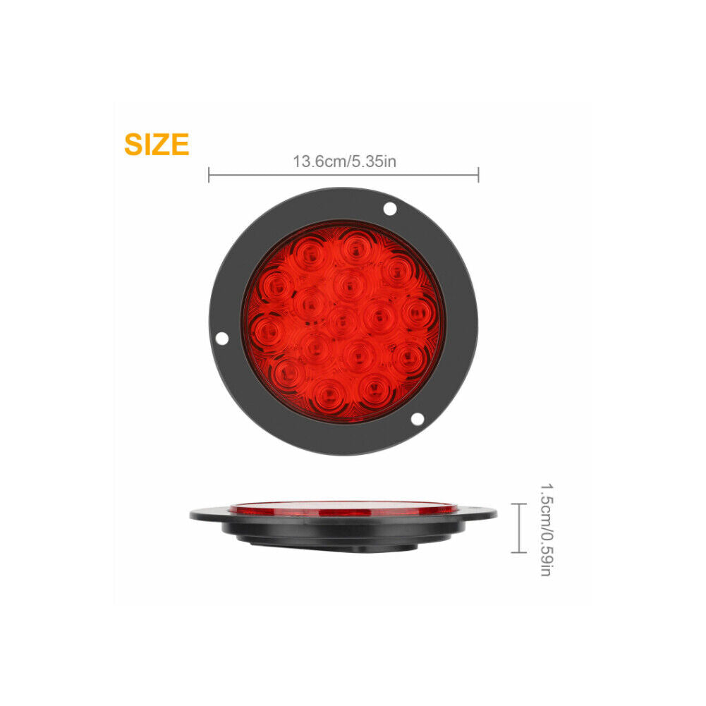 US 2-4 Pack 4" 16 LED Round Led Trailer Tail Brake Stop Turn Lights Waterproof