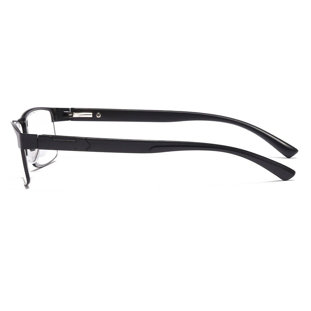 US Men Classic Style Square Metal Frame Reading Glasses Spring Hinge Readers