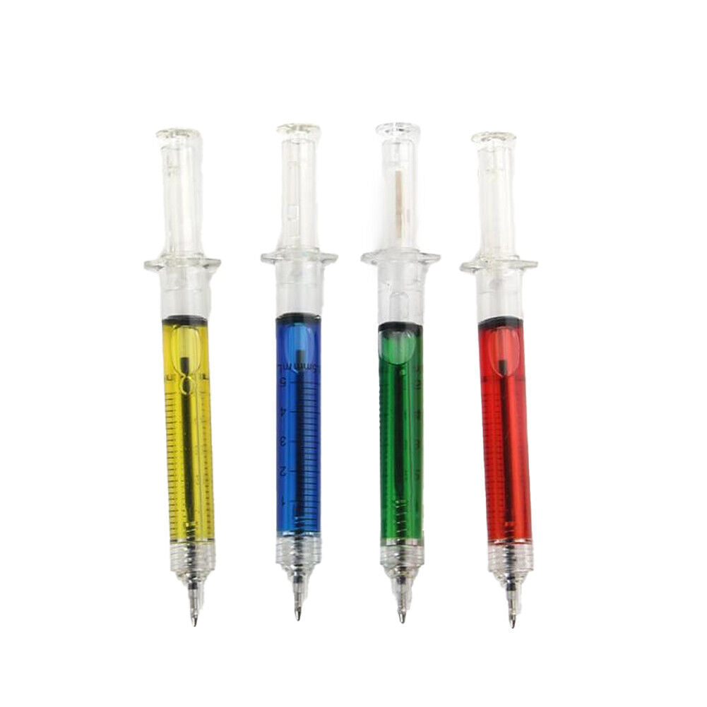 US 20-40Pc Syringe Shape Pen Pill Hospital Nurse Doctors Novelty Ball Point Fine