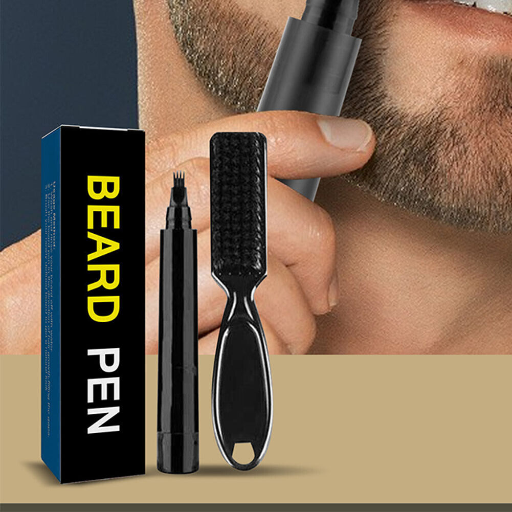 US 1-2 Pc Beard Pencil Filler Men Bristle Beard Brush Water Proof Micro-Fork Kit