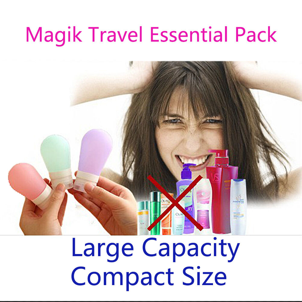 Magik Squeezable & Refillable Silicone Travel Bottles Containers 2.7 oz / 80 ml