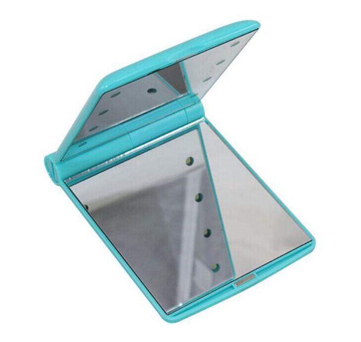 Makeup Cosmetic Folding Portable Compact Pocket Mirror with 8 LED Lights Lamps