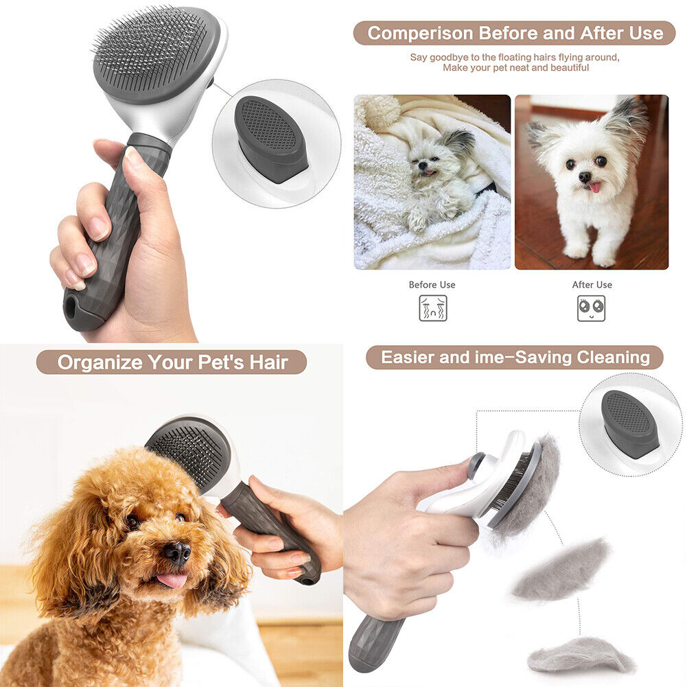 US 1-2 Pack Self Cleaning Slicker Brushes for Dogs Cats Pet Grooming Brush Tool