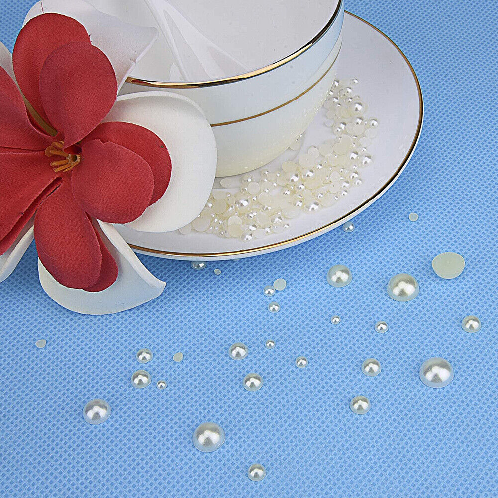 US 5600~11200 Set DIY Half Artificial Pearl Bead Flat Back Beads Craft Nail Art