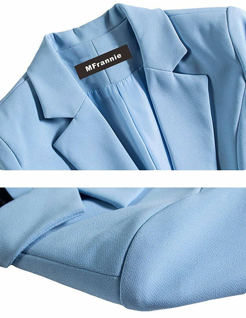 MFrannie Women Notch Lapel One Button Lined Slim Fit Blazer Jacket