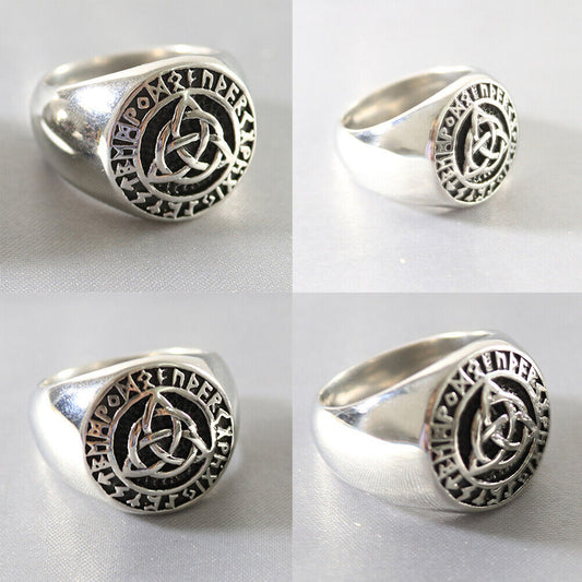 US 1-2 Pack Mens Viking Rune Celtic Irish Trinity Knot Ring Stainless Steel