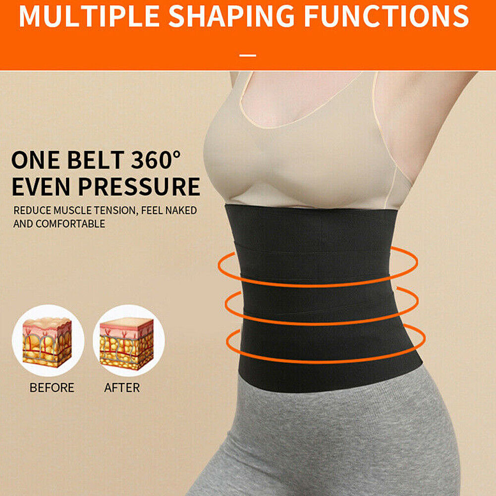 US Wrap Waist Trainer Stomach Abdomen Binder Belly Body Shaper Compression Belt