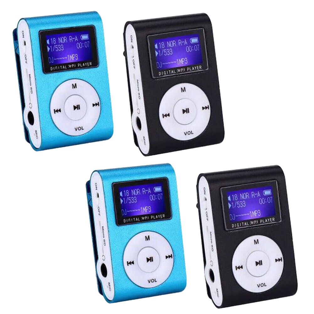 US 2-4 Pc Portable Mini MP3 Music Player LCD Screen Sports Back Clip Memory Card