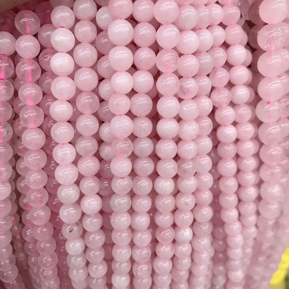 US 15" 6/8/10mm Pink Crystal Natural Stone Beads Rose Quartzs Round Loose