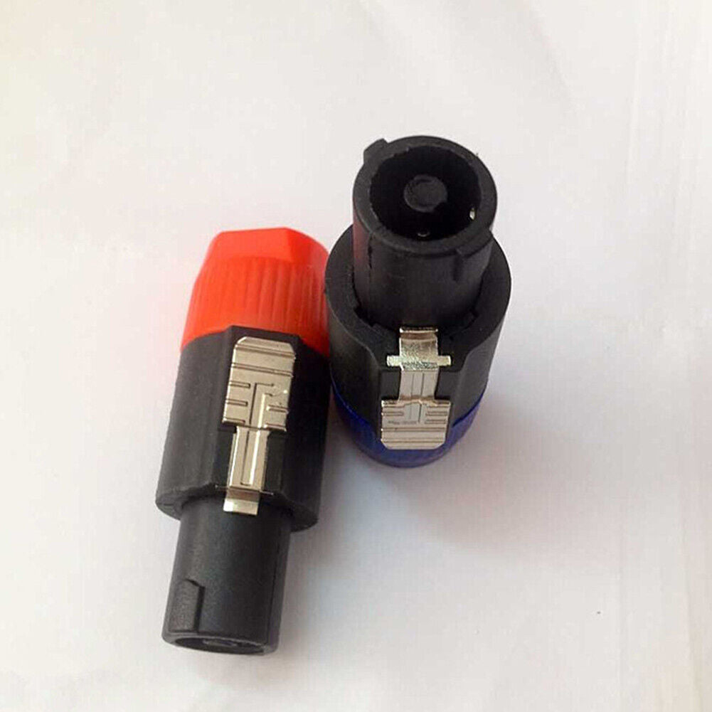 US1-2Pc Cable Adapter Connector Speakon Male Plug 4Pole Audio Speaker(-1+1，-2+2)
