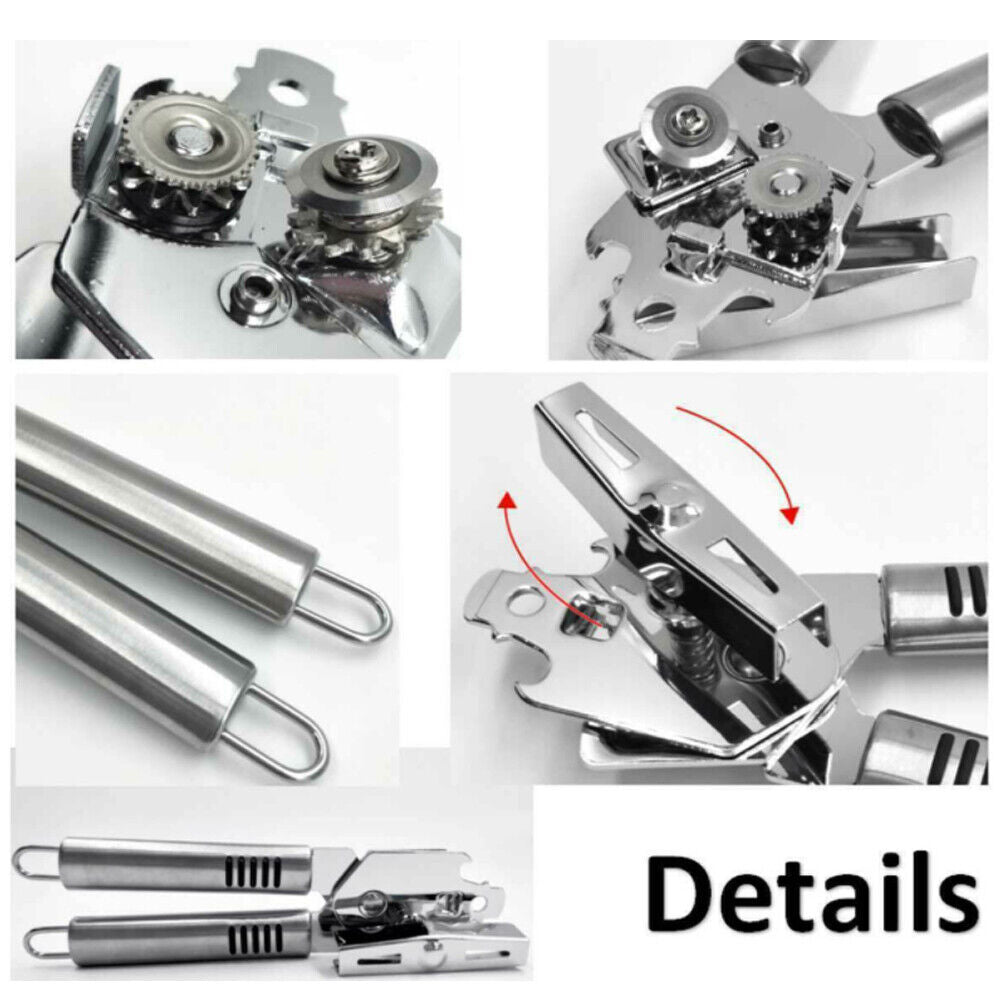 US 2-4 Pcs Can Opener 3-in-1 Kitchen Stainless Steel Heavy Duty Blades Chef Tool