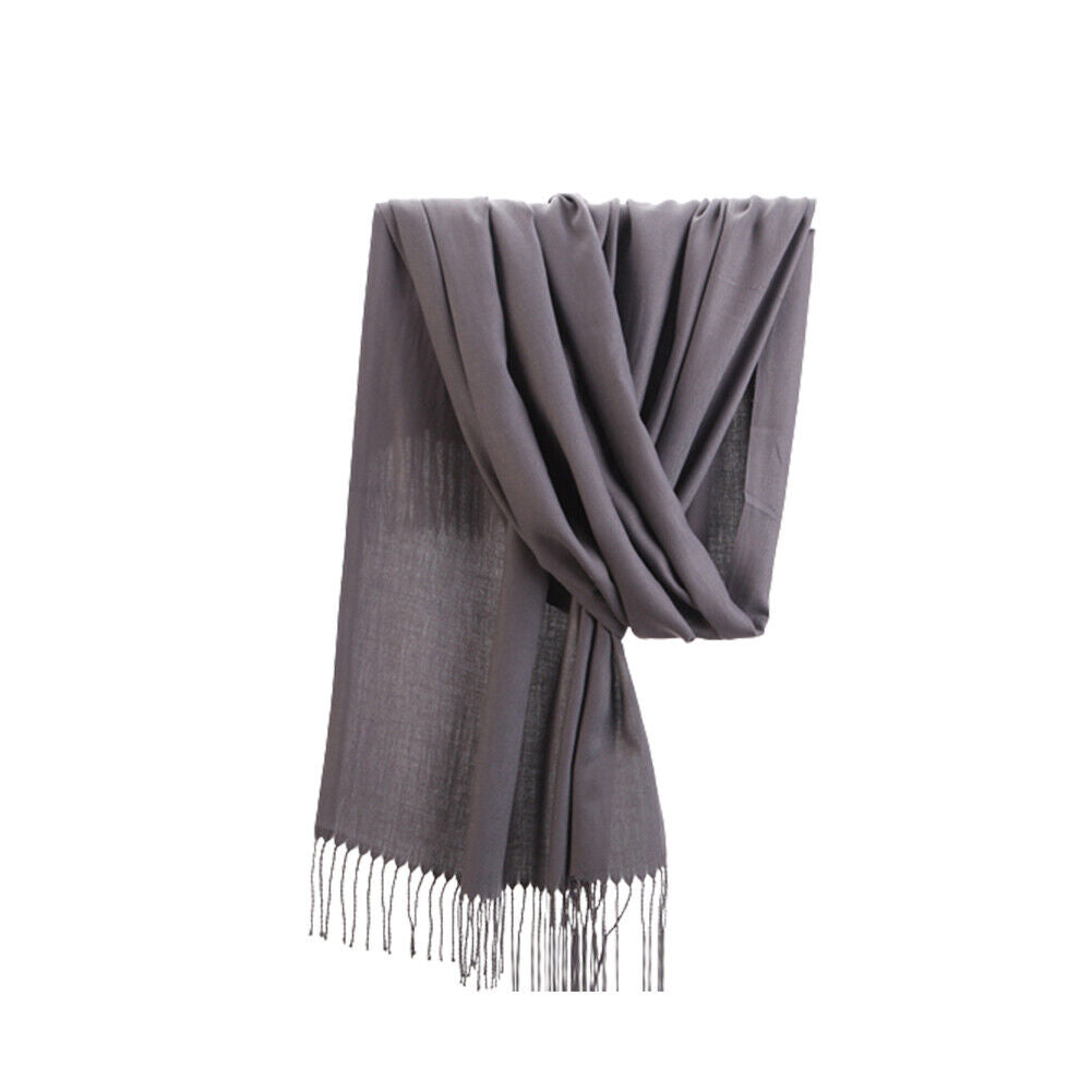 US Oversize Cashmere Scotland Wool Shawl Wrap Solid Blanket Scarf 78.7x27.5''