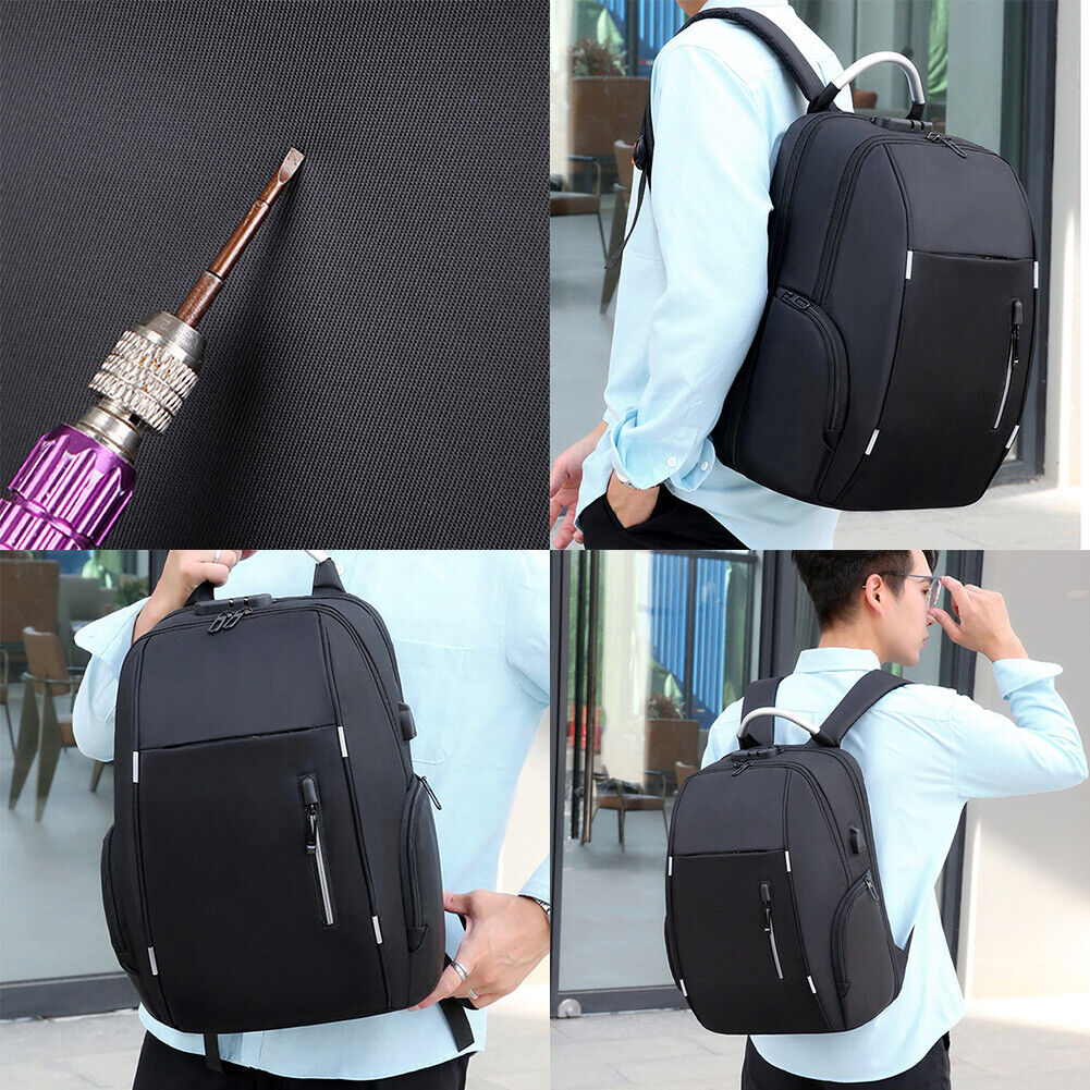 US Men Anti Theft X Large 17.3" Laptop Backpack USB Travel School Business Bag