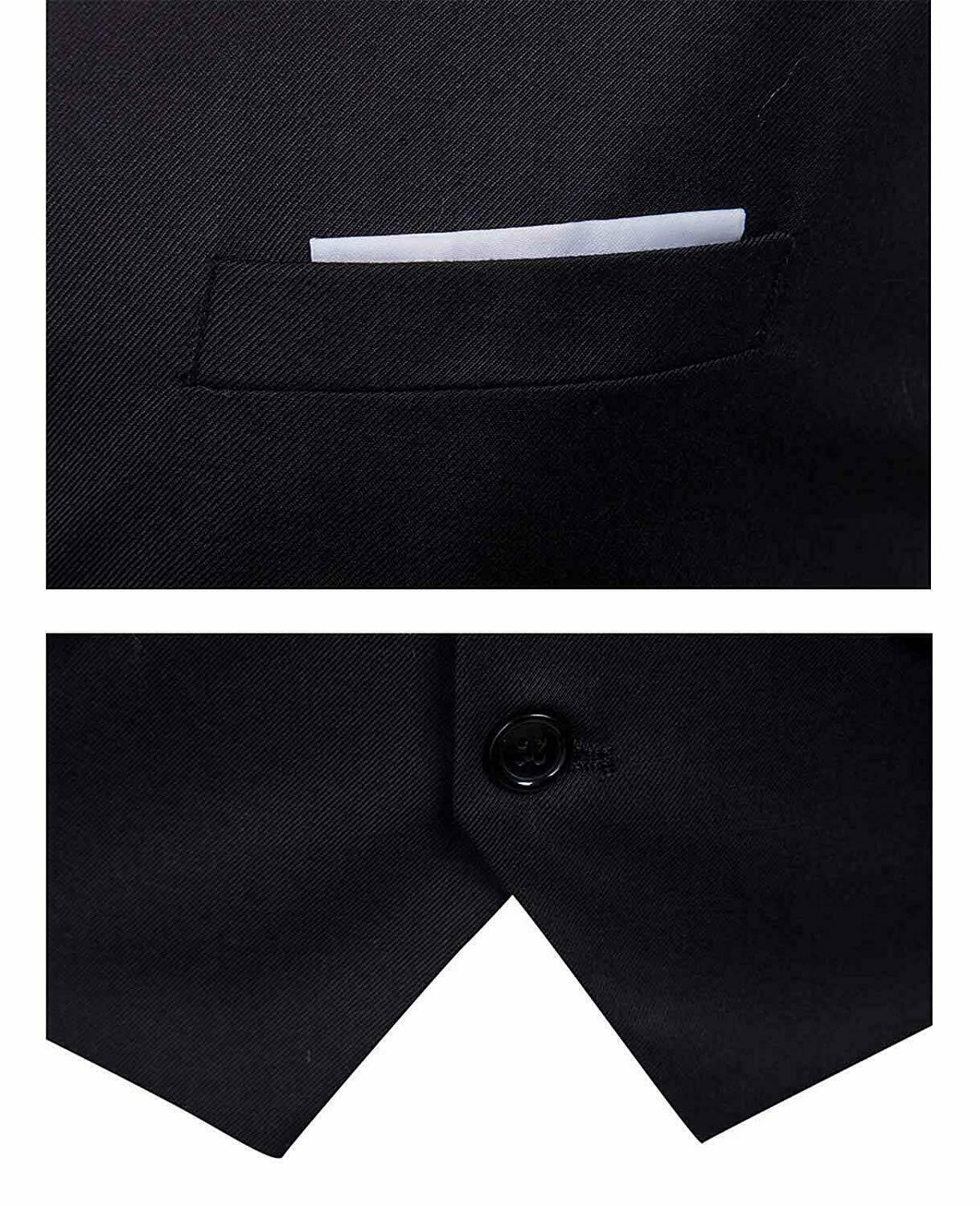 Nidicus Mens Formal Satin V-Neck 4 Button Solid Tuxedo Modern Stylish Suit Vest