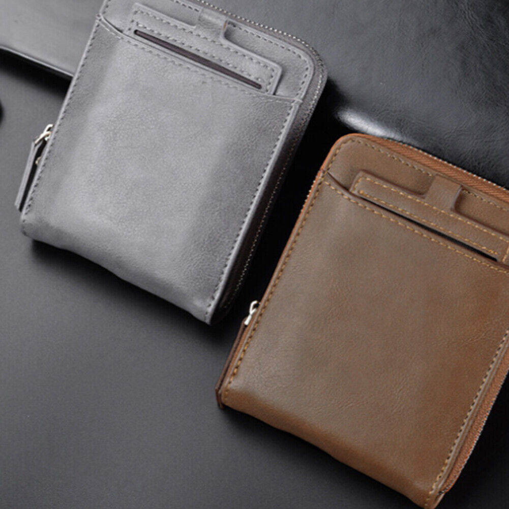 US 1-2 Pack Men RFID Blocking Leather Bifold Wallet Credit Card Holder Zip Purse