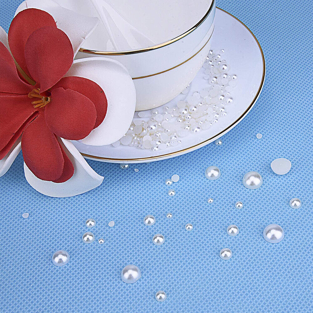 US 5600~11200 Set DIY Half Artificial Pearl Bead Flat Back Beads Craft Nail Art