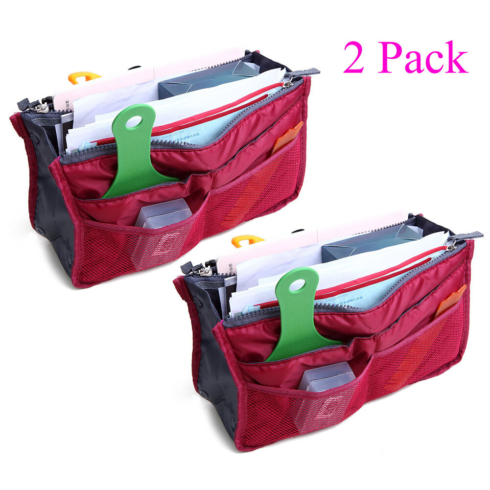 2 Pack Travel Insert Handbag Purse Large Liner Organizer Tidy Bags