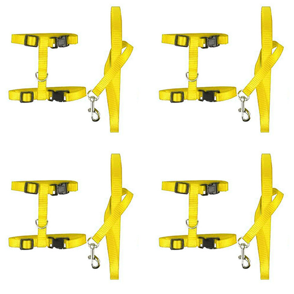 US 2-4Pc Adjustable Cat Halter Harness Nylon Strap Collar Leash Belt Safety Fine