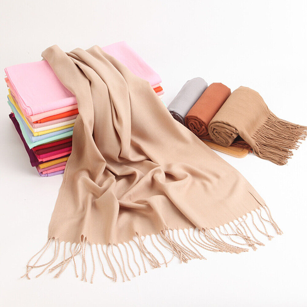 US Oversize Cashmere Scotland Wool Shawl Wrap Solid Blanket Scarf 78.7x27.5''