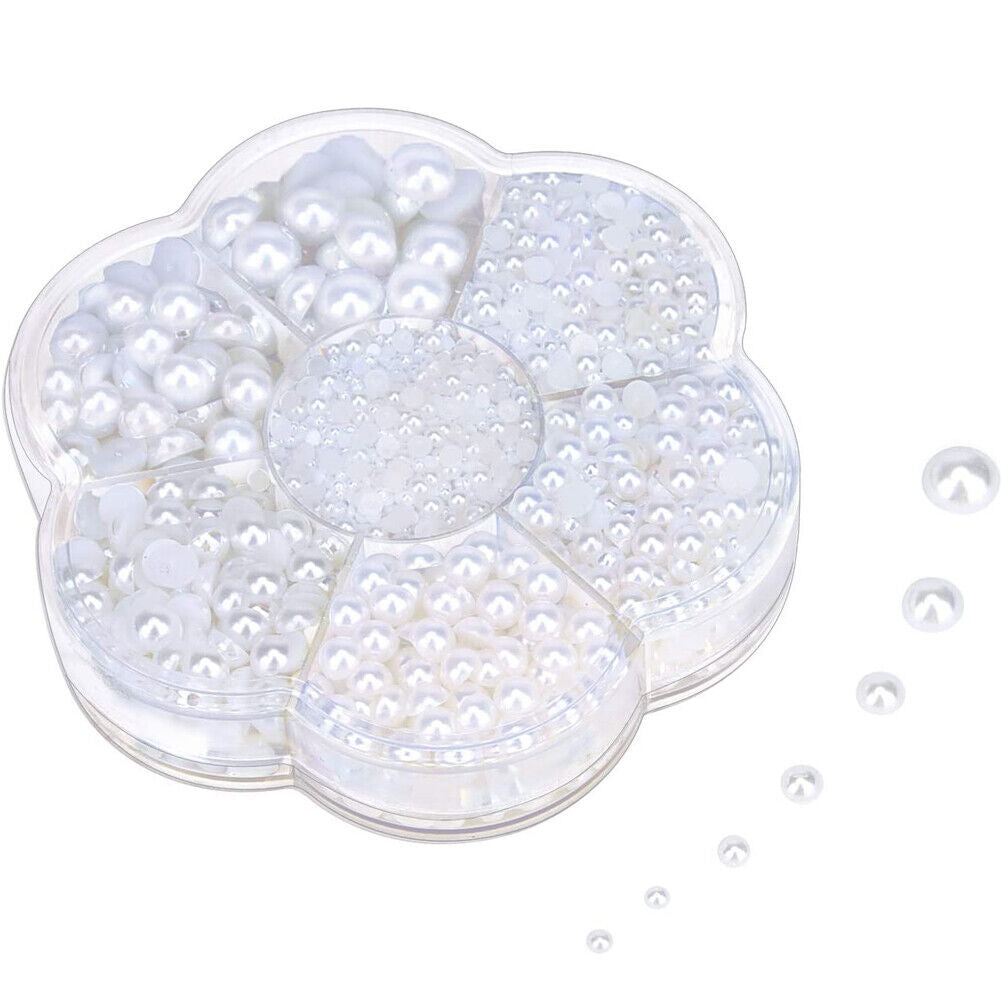 US 5600~11200 Set DIY Half Artificial Pearl Bead Flat Back Beads Craft Nail Art