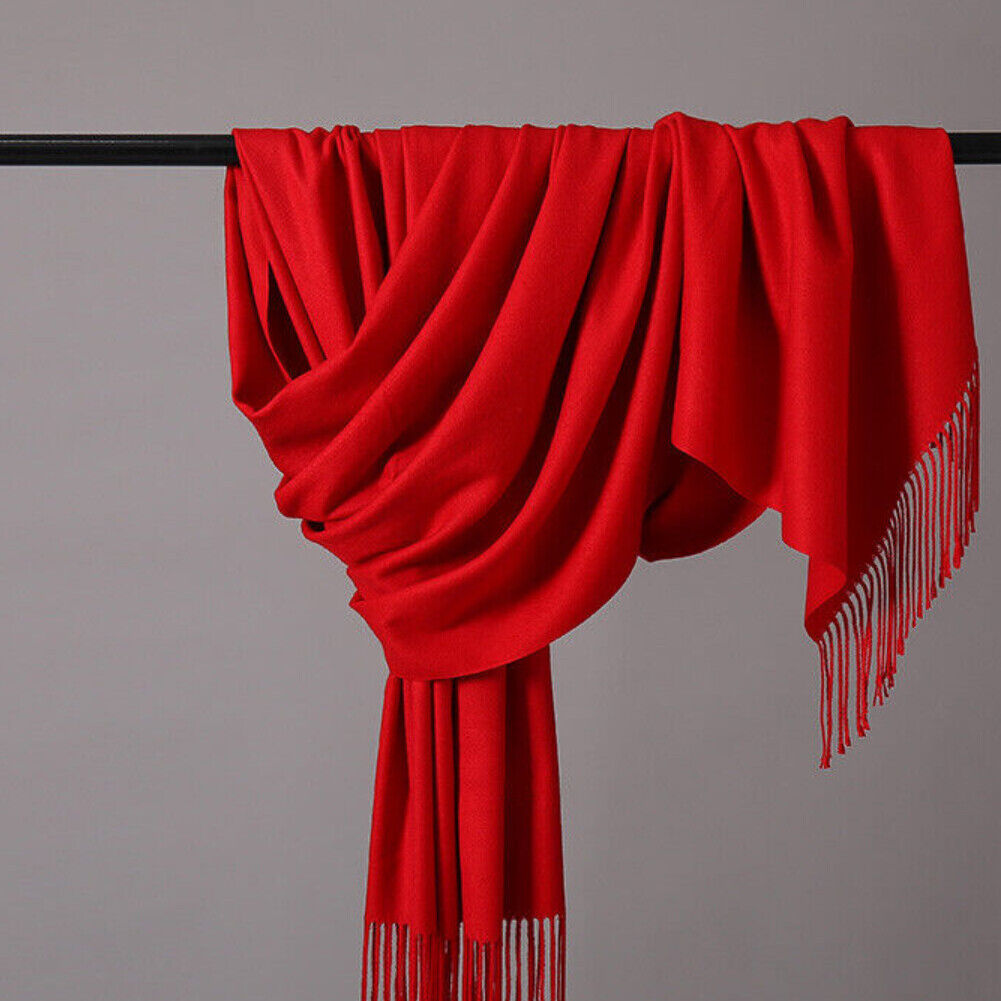 US Oversize Cashmere Scotland Wool Shawl Wrap Solid Blanket Mens Womens Scarf